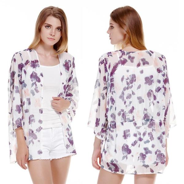 2019 fashion women casual female spring summer new flower print kimono sleeve bat cardigan jacket, White
2019 fashion women casual female spring summer new flower print kimono sleeve bat cardigan jacket, White