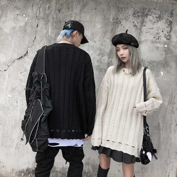 harajuku twist pattern hole men and women sweater oversize solid loose casaco masculino sweaters pull homme streetwear clothers, White;black
harajuku twist pattern hole men and women sweater oversize solid loose casaco masculino sweaters pull homme streetwear clothers, White;black