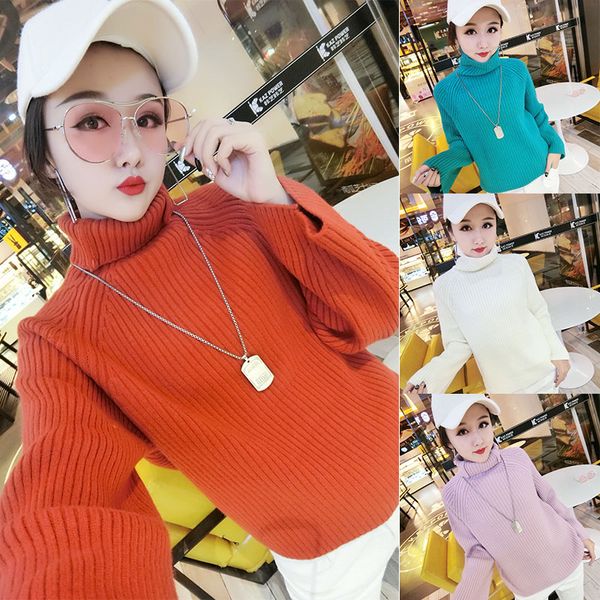 sweater women's 2019 autumn and winter new loose and thin solid color korean style wild wild thickened high neck sweater women, White;black
sweater women's 2019 autumn and winter new loose and thin solid color korean style wild wild thickened high neck sweater women, White;black