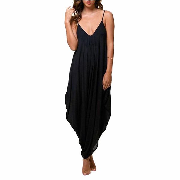 ladies v-neck long jumpsuit cami sleeveless womens romper harem loose playsuit, Black;white
ladies v-neck long jumpsuit cami sleeveless womens romper harem loose playsuit, Black;white