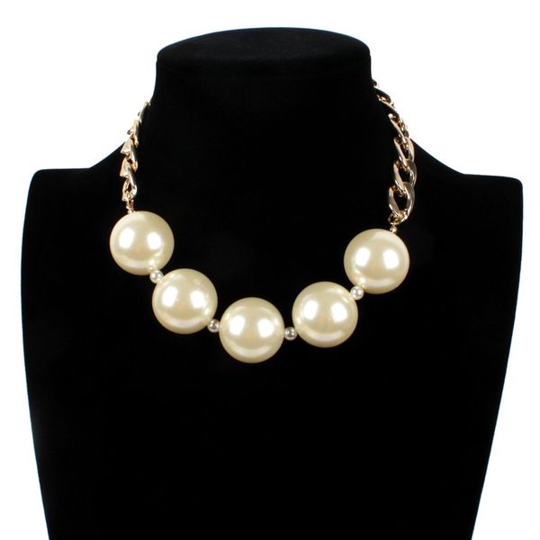 2018 big simulated pearl necklace women stainless steel chain necklace pearl jewelry statement accessories women, Silver
2018 big simulated pearl necklace women stainless steel chain necklace pearl jewelry statement accessories women, Silver