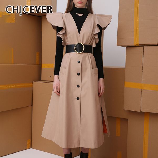 chicever ruffles pu leather dresses for women v neck butterfly sleeve high waist with sashes tunic dress female 2019 fashion new, Black;gray
chicever ruffles pu leather dresses for women v neck butterfly sleeve high waist with sashes tunic dress female 2019 fashion new, Black;gray