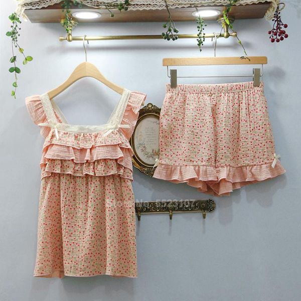 pajamas set for women summer sleeveless ruffle lace breathable cotton loungewear korean style cute female pyjamas sleepwear, Blue;gray
pajamas set for women summer sleeveless ruffle lace breathable cotton loungewear korean style cute female pyjamas sleepwear, Blue;gray