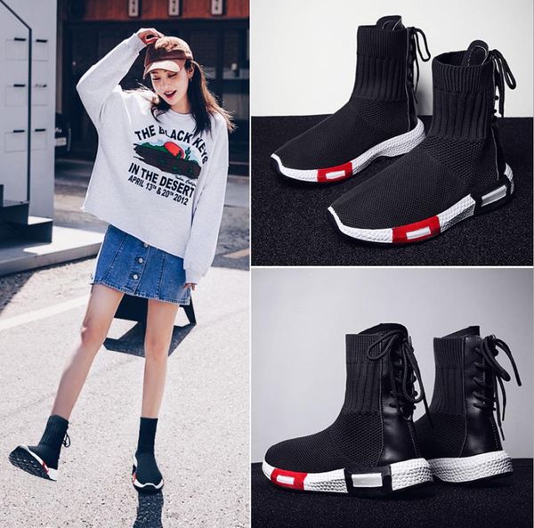 ankle trainers women's flat shoe for woman sock boots footwear sneakers sock breathable air mesh female sneakers lace up flats, Black
ankle trainers women's flat shoe for woman sock boots footwear sneakers sock breathable air mesh female sneakers lace up flats, Black