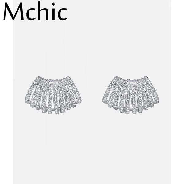 mchic fashion silver 925 jewelry exquisite shiny cubic zirconia geometric stud earrings for women party wedding accessories gift, Golden