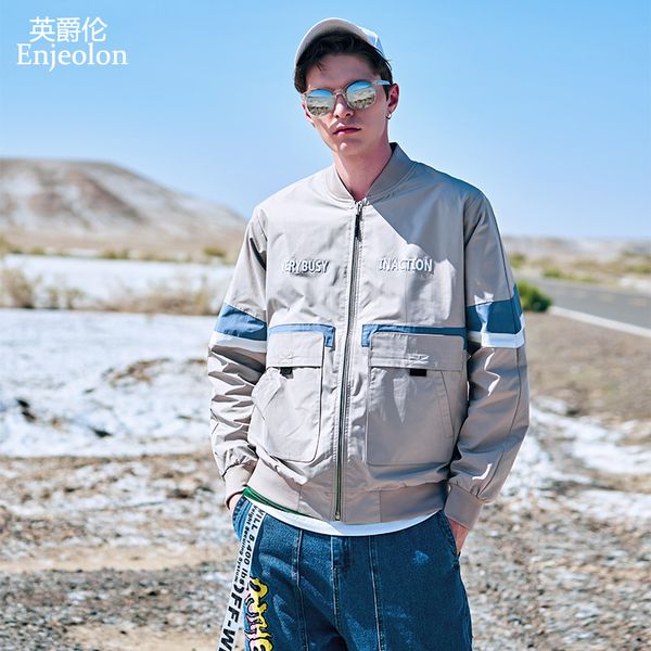 enjeolon men jacket 2019 spring autumn new casual pocket baseball jacket men bomber coat for male jk634, Black;brown
enjeolon men jacket 2019 spring autumn new casual pocket baseball jacket men bomber coat for male jk634, Black;brown