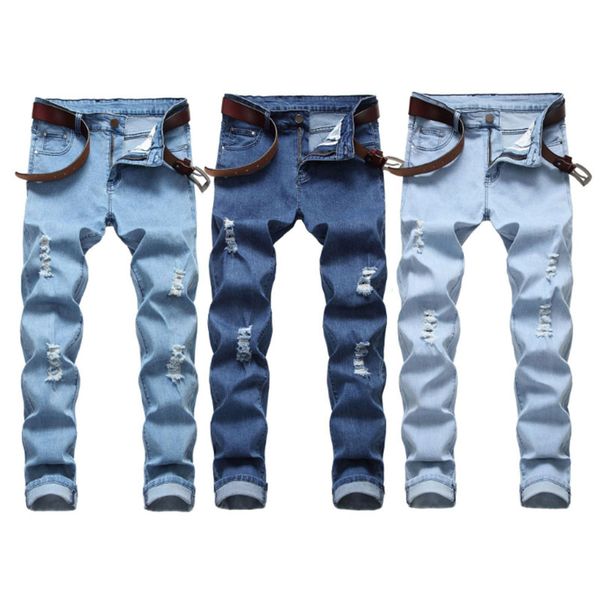 new mens casual jeans skinny fashional denim pants knee holes pants pencil washed high quality, Blue
new mens casual jeans skinny fashional denim pants knee holes pants pencil washed high quality, Blue