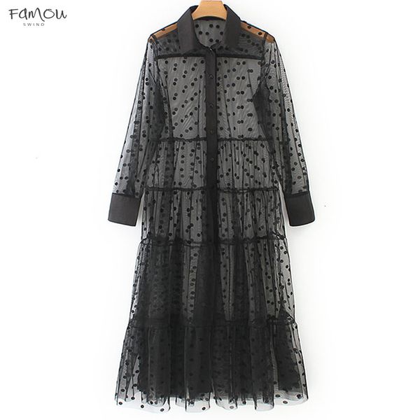 Fashion Female 2019 Women Polka Dot Tulle Semi-Sheer Dress Turn-Down Collar Long Sleeve A-Line Long Dress Summer Plus Size
Fashion Female 2019 Women Polka Dot Tulle Semi-Sheer Dress Turn-Down Collar Long Sleeve A-Line Long Dress Summer Plus Size