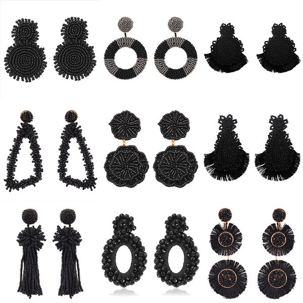 black color collection boho ethnic tassel fringed earrings 2019 handmade big beaded statement earrings party dangle, Golden;silver
black color collection boho ethnic tassel fringed earrings 2019 handmade big beaded statement earrings party dangle, Golden;silver