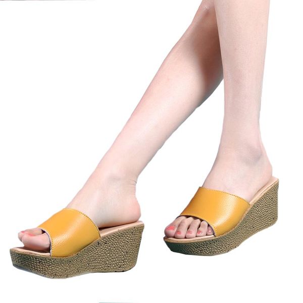 women genuine leather slippers high heel platform sandals summer shoes flat thick bottom 6.5cm solid colors beach slides women, Black
women genuine leather slippers high heel platform sandals summer shoes flat thick bottom 6.5cm solid colors beach slides women, Black