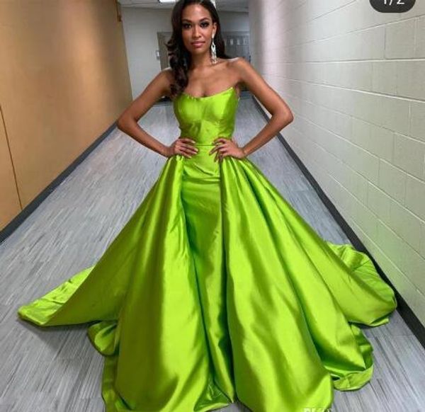vintage 2020 strapless mermaid evening dresses with detachable train ruched skirt prom party gown satin long formal dress, Black;red
vintage 2020 strapless mermaid evening dresses with detachable train ruched skirt prom party gown satin long formal dress, Black;red