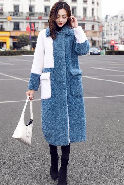 2018 winter new women's color matching faux fur long fashion slimming imitation lamb fur coat thick coat s-3xl, Black
2018 winter new women's color matching faux fur long fashion slimming imitation lamb fur coat thick coat s-3xl, Black