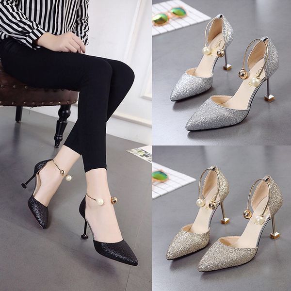 korean version of hollow women's shoes high heels european and american pearl metal pointed heels women's banquet gold sequins fas, Black
korean version of hollow women's shoes high heels european and american pearl metal pointed heels women's banquet gold sequins fas, Black