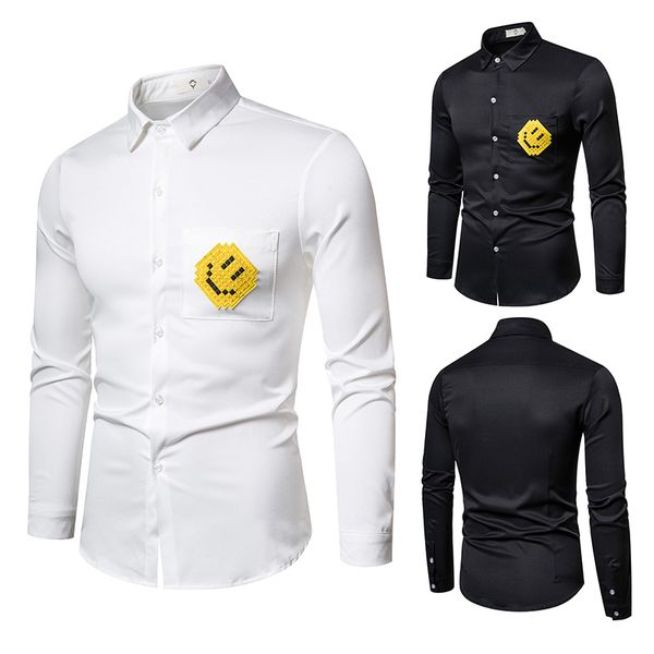 dress shirt men smiling face embroidery long sleeve shirts single-breasted blouse fashion design mens clothing plus size s-5xl, White;black
dress shirt men smiling face embroidery long sleeve shirts single-breasted blouse fashion design mens clothing plus size s-5xl, White;black