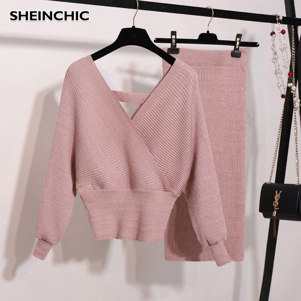 autumn winter 2019 women sparkling knit 2 piece set elegant pink/blue/black sweater jumper + midi knitting skirt casual 2pcs set, White
autumn winter 2019 women sparkling knit 2 piece set elegant pink/blue/black sweater jumper + midi knitting skirt casual 2pcs set, White