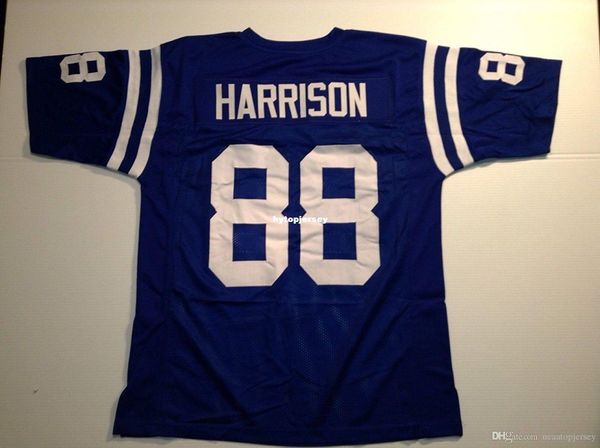 retro custom sewn stitched #88 marvin harrison blue mitchell & ness jersey high-end men's football jerseys college ncaa, Black;red 
retro custom sewn stitched #88 marvin harrison blue mitchell & ness jersey high-end men's football jerseys college ncaa, Black;red