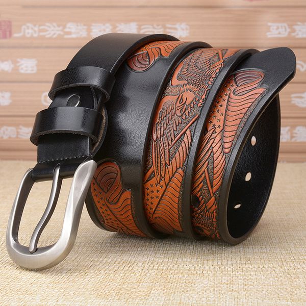 new vintage designer belt genuine leather belts for men eagle carving craft leather belt cinturones para hombre, Black;brown
new vintage designer belt genuine leather belts for men eagle carving craft leather belt cinturones para hombre, Black;brown