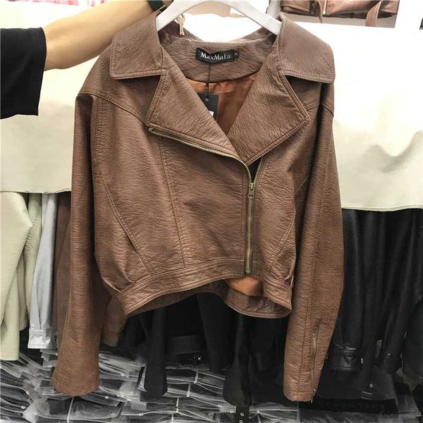 women's leather & faux short loose pu jacket 2021 autumn women motorcycle biker coat female chic oblique zipper streetwear outwear, Black
women's leather & faux short loose pu jacket 2021 autumn women motorcycle biker coat female chic oblique zipper streetwear outwear, Black