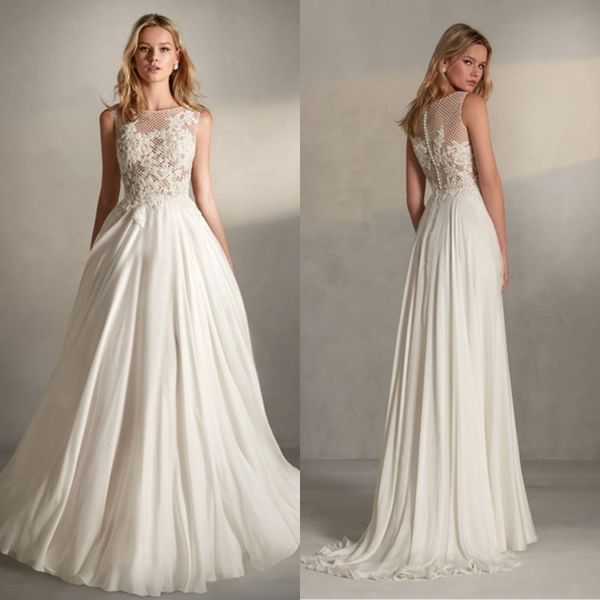 2019 boho wedding dresses bateau neck chiffon bridal gowns sleeveless appliqued button back boho wedding dress plus size cheap, White
2019 boho wedding dresses bateau neck chiffon bridal gowns sleeveless appliqued button back boho wedding dress plus size cheap, White