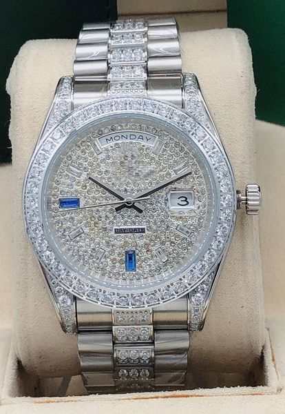 full-bore 41mm diameter stainless steel luxury fashion watches, middle row diamond chain famous designers design men's mechanical watch, Slivery;brown
full-bore 41mm diameter stainless steel luxury fashion watches, middle row diamond chain famous designers design men's mechanical watch, Slivery;brown