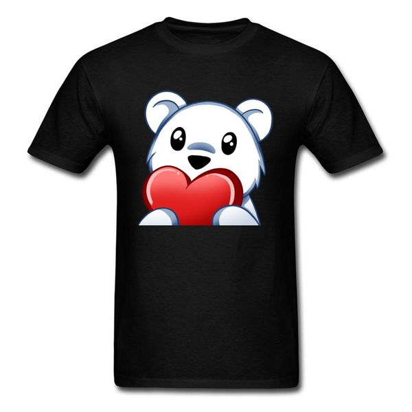 new arrival men black t-shirt white polar bear with red heart love emote print male short sleeve cotton t shirt xxxl, White;black 
new arrival men black t-shirt white polar bear with red heart love emote print male short sleeve cotton t shirt xxxl, White;black