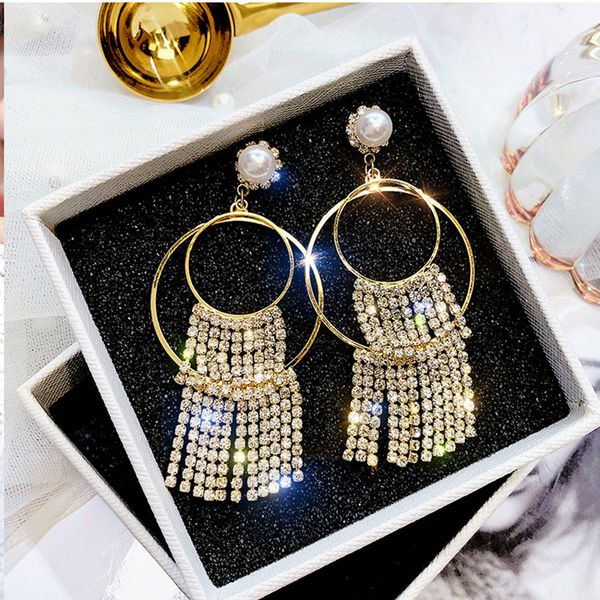 europe and america exaggerated round tassel long earrings new fashion zircon earrings personalized women jewelry, Silver
europe and america exaggerated round tassel long earrings new fashion zircon earrings personalized women jewelry, Silver
