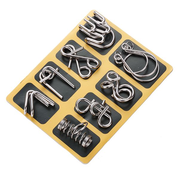 

8 Pieces/Set Perplexing Fidget Toy Unlock Toys Stress Relief Puzzles Games Intelligence Challenge Metal Rings Decompression Toys Anxiety Reliever