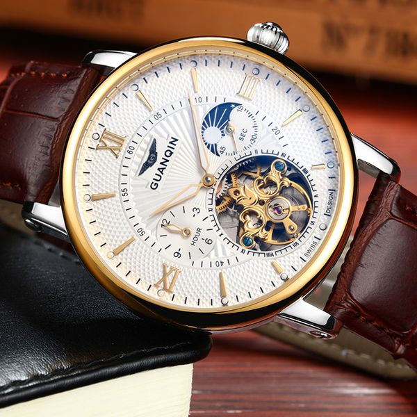 2018 fashion guanqin mens watches brand luxury skeleton watch men sport leather tourbillon automatic mechanical wristwatch, Slivery;brown
2018 fashion guanqin mens watches brand luxury skeleton watch men sport leather tourbillon automatic mechanical wristwatch, Slivery;brown