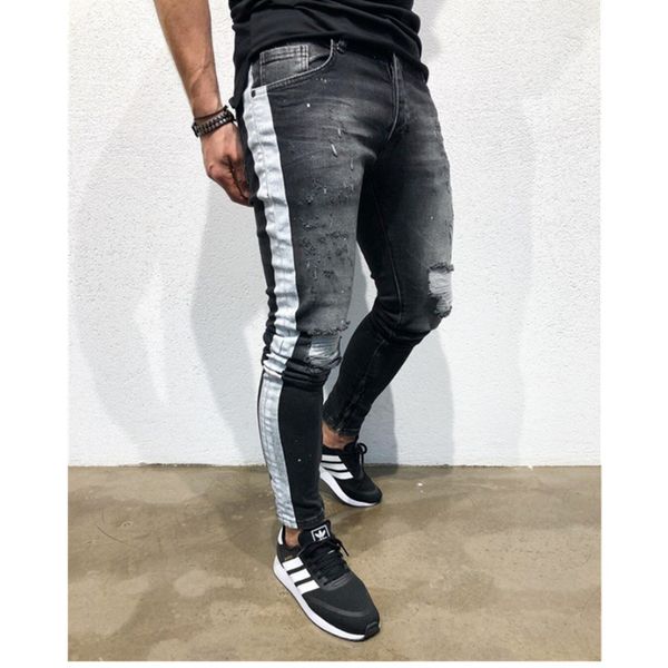 men's fashion stretchy ripped skinny jeans destroyed denim pants 2019 mens casual elastic waist pencil pants streetwear hip hop, Blue
men's fashion stretchy ripped skinny jeans destroyed denim pants 2019 mens casual elastic waist pencil pants streetwear hip hop, Blue