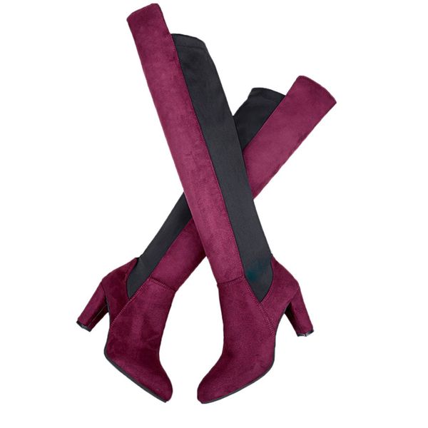 wear resistant winter long round boots elastic over-knee side zipper heels, Black
wear resistant winter long round boots elastic over-knee side zipper heels, Black