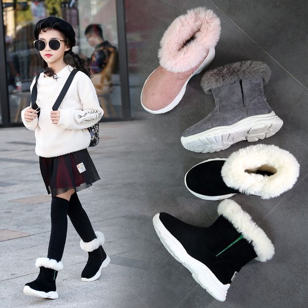 girls fashion warm boots winter children snow boots with thick fur genuine suede upper princess anti-skid rubber cotton shoes, Black;grey
girls fashion warm boots winter children snow boots with thick fur genuine suede upper princess anti-skid rubber cotton shoes, Black;grey
