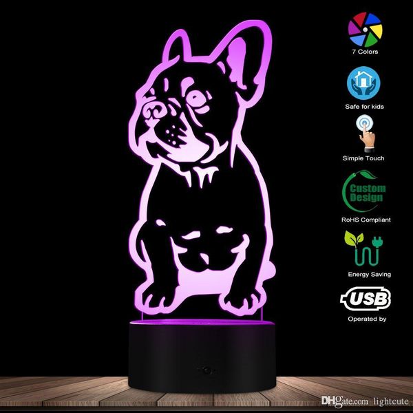 3D Эффект французского бульдога Форма Desigend Визуальный Lamp 3D оптическая иллюзия Light
3D Эффект французского бульдога Форма Desigend Визуальный Lamp 3D оптическая иллюзия Light