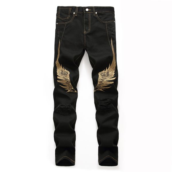 unique mens wing embroidery ripped skinny jeans fashion designer vintage straight leg slim fit motocycle scratched biker denim pants jb8733, Blue
unique mens wing embroidery ripped skinny jeans fashion designer vintage straight leg slim fit motocycle scratched biker denim pants jb8733, Blue