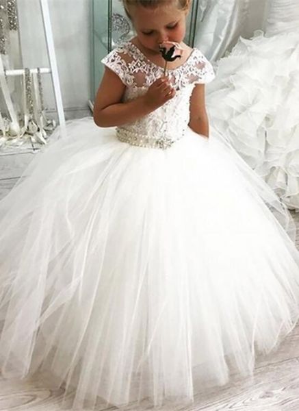 white flower girl dresses sleeveless lace applique tulle fluffy for weddings evening party first communion dresses, White;blue
white flower girl dresses sleeveless lace applique tulle fluffy for weddings evening party first communion dresses, White;blue