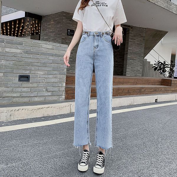 spring and summer the latest style of loose-fitting thin wide leg pants jeans straight pants korean version of high waist studen, Blue
spring and summer the latest style of loose-fitting thin wide leg pants jeans straight pants korean version of high waist studen, Blue