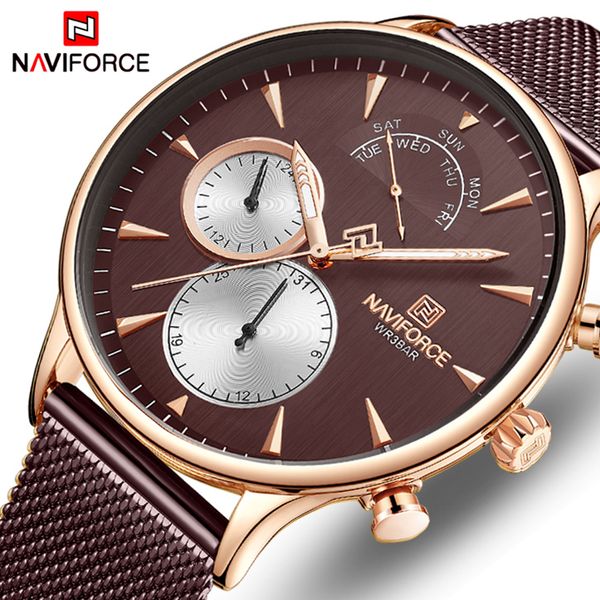 naviforce new fashion business mans quartz watch stainless steel mesh belt waterproof sport male clock, Slivery;brown
naviforce new fashion business mans quartz watch stainless steel mesh belt waterproof sport male clock, Slivery;brown