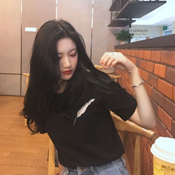 manya fine feather round collar small loose short sleeve t-shirt women's embroidery t-shirt embroidery wear h887, White
manya fine feather round collar small loose short sleeve t-shirt women's embroidery t-shirt embroidery wear h887, White