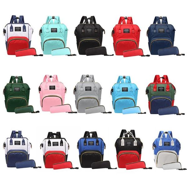 2pcs/set Mummy Bag Maternity Usb Backpack Baby Care Bag Diaper Nursing Clutch Handbag Waterproof Multi-function Travel Bags