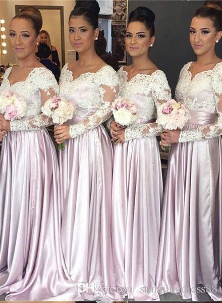 a line long sleeve v neck plus size blush pink bridesmaid dresses long images south africa maid of honor dresses 2019, White;pink 
a line long sleeve v neck plus size blush pink bridesmaid dresses long images south africa maid of honor dresses 2019, White;pink