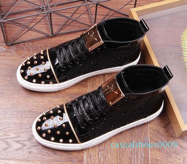 luxury designer trendy men sequin rivet lace-up high flat casual shoes party masculino homecoming moccasins shoes for young man 09c, Black
luxury designer trendy men sequin rivet lace-up high flat casual shoes party masculino homecoming moccasins shoes for young man 09c, Black
