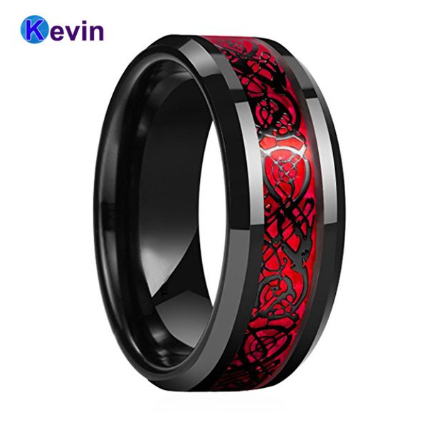 black mens wedding ring dragon ring tungsten carbide ring with red opal and black dragon inlay, Golden;silver
black mens wedding ring dragon ring tungsten carbide ring with red opal and black dragon inlay, Golden;silver