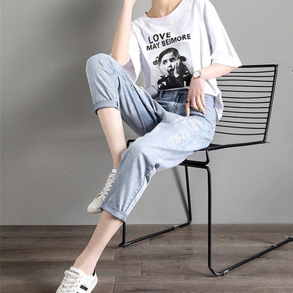 real s2020 new fashion printed high waist letters were thin harlan jeans casual thin section loose ladies jeans 25/31, Blue
real s2020 new fashion printed high waist letters were thin harlan jeans casual thin section loose ladies jeans 25/31, Blue