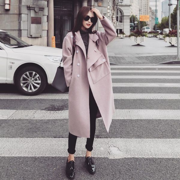 sweet long wool blend ladies coat turn-down collar women's jacket pockets single breasted korean womens fashion coat, Black
sweet long wool blend ladies coat turn-down collar women's jacket pockets single breasted korean womens fashion coat, Black