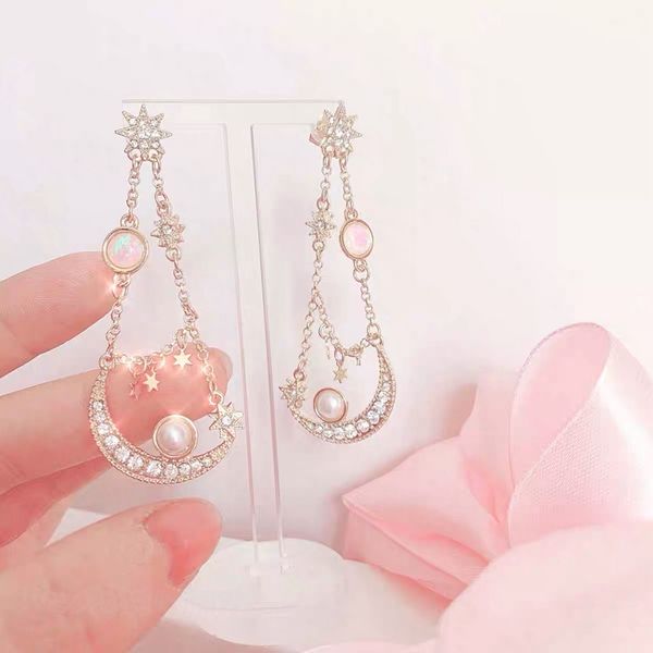 mengjiqiao 2019 new korean elegant moon star drop earrings for women girls shiny rhinestone crystal brinco party jewelry gifts, Silver
mengjiqiao 2019 new korean elegant moon star drop earrings for women girls shiny rhinestone crystal brinco party jewelry gifts, Silver