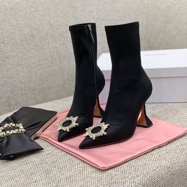short boots women's goblet high-heeled autumn/winter new net red rhinestone socks boots pointed fine heel elastic skinny, Black
short boots women's goblet high-heeled autumn/winter new net red rhinestone socks boots pointed fine heel elastic skinny, Black