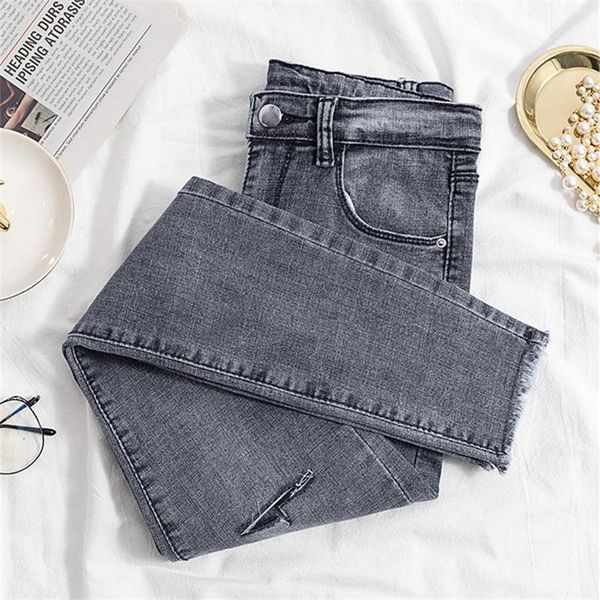 womans korean buttom pencil denim pants ladies casual hole elastic gray jeans pockets high long trousers, Blue
womans korean buttom pencil denim pants ladies casual hole elastic gray jeans pockets high long trousers, Blue