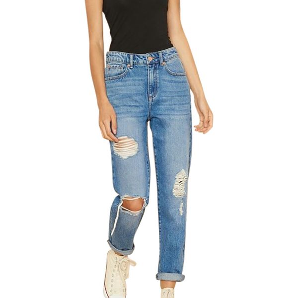 chamsgend 2019 new women's jeans fashion high waist hole pocket button zipper denim slim fit jeans casual soild pants aug16, Blue
chamsgend 2019 new women's jeans fashion high waist hole pocket button zipper denim slim fit jeans casual soild pants aug16, Blue