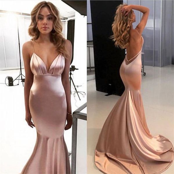 simple satin 2020 prom dresses backless mermaid formal long evening gowns spaghetti straps sweep train long party gowns, Black
simple satin 2020 prom dresses backless mermaid formal long evening gowns spaghetti straps sweep train long party gowns, Black