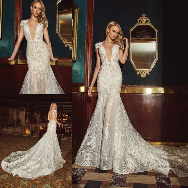 calla blanche 2019 mermaid wedding dresses v neck lace bridal gowns sleeveless backless beach boho wedding dress plus size, White
calla blanche 2019 mermaid wedding dresses v neck lace bridal gowns sleeveless backless beach boho wedding dress plus size, White