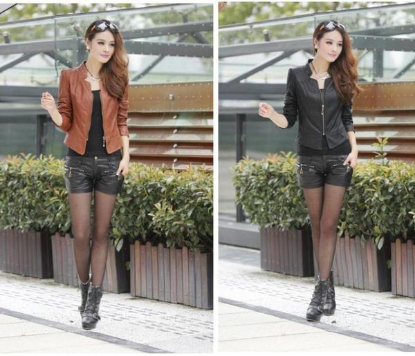 2018 new women ladies slim simple pu leather motor jacket coat feminina casual zipper long sleeve short motorcycle jaqueta, Black
2018 new women ladies slim simple pu leather motor jacket coat feminina casual zipper long sleeve short motorcycle jaqueta, Black